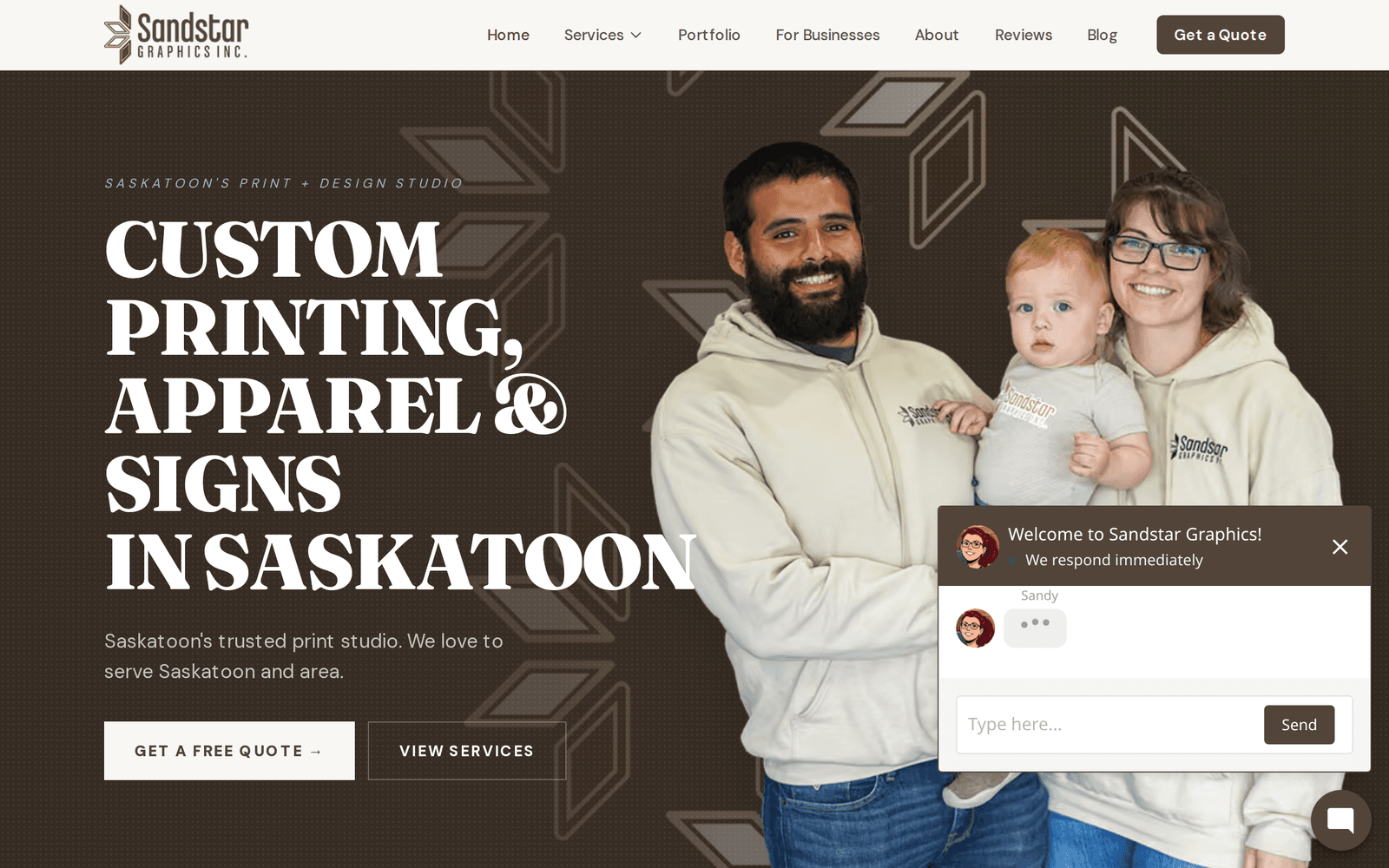 Desktop website preview for Sandstar Graphics